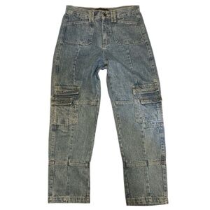 Lioness Blue Denim Baggy Cargo Jeans